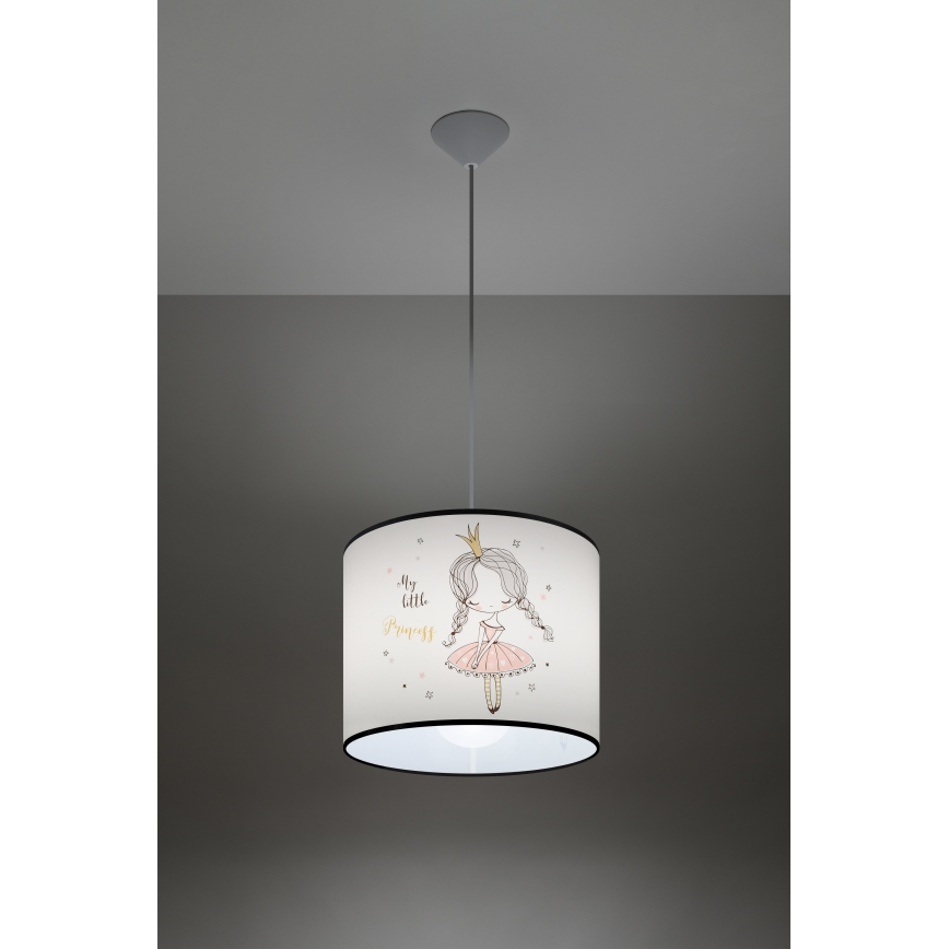 Żyrandol dziecięcy na lince PRINCESS 1xE27/15W/230V śr. 30 cm księżniczka