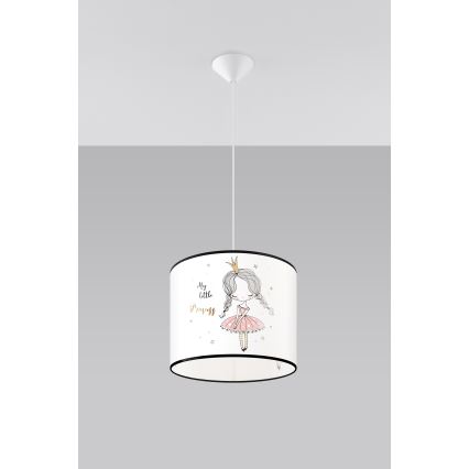 Żyrandol dziecięcy na lince PRINCESS 1xE27/15W/230V śr. 30 cm księżniczka