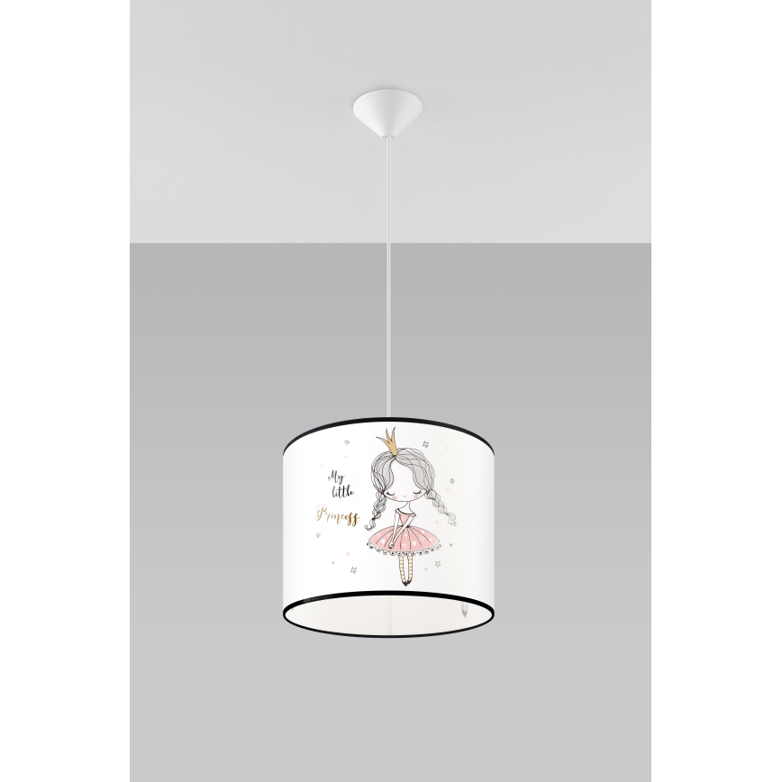Żyrandol dziecięcy na lince PRINCESS 1xE27/15W/230V śr. 30 cm księżniczka