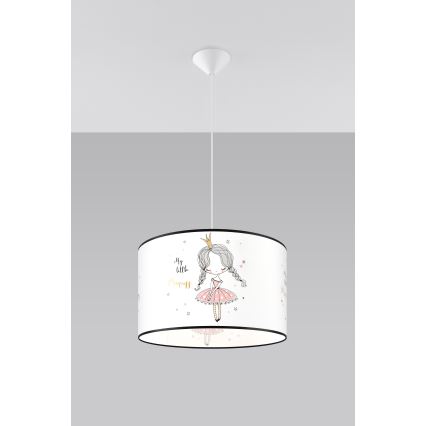 Żyrandol dziecięcy na lince PRINCESS 1xE27/15W/230V śr. 40 cm księżniczka