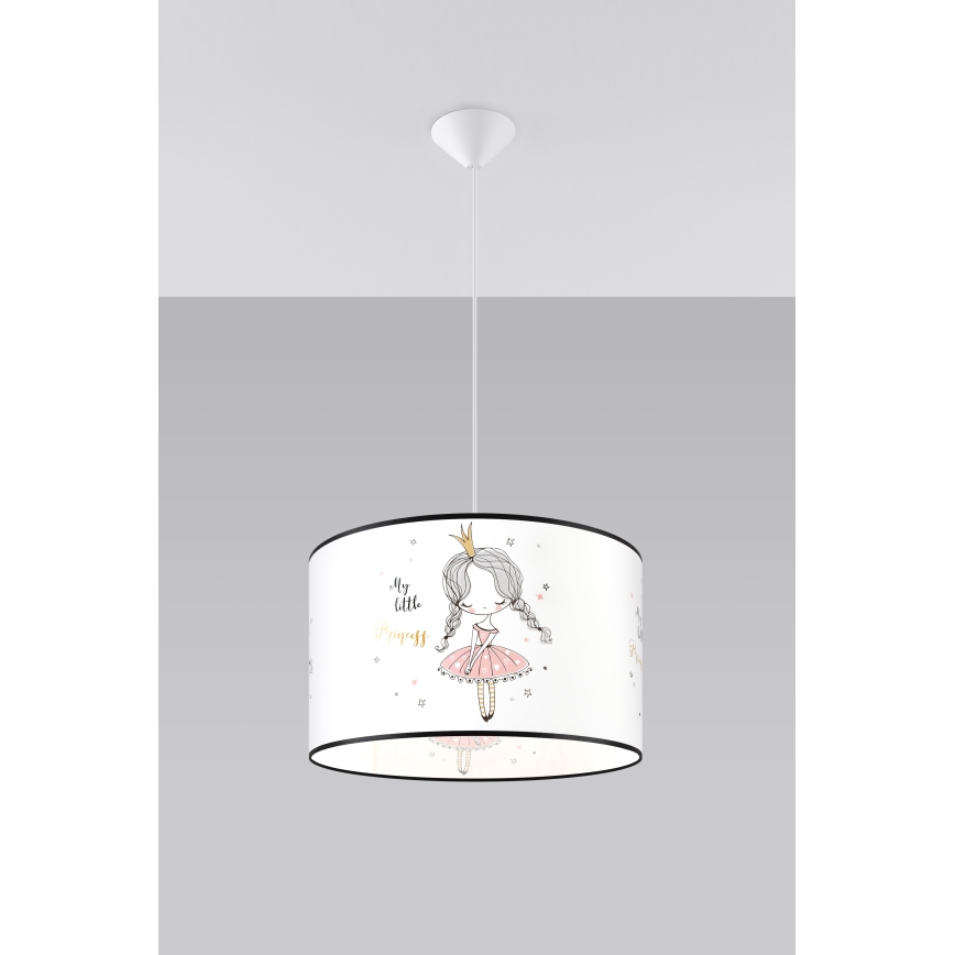 Żyrandol dziecięcy na lince PRINCESS 1xE27/15W/230V śr. 40 cm księżniczka
