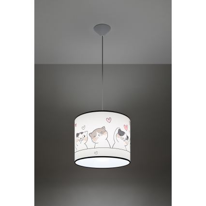 Żyrandol dziecięcy na lince CAT 1xE27/15W/230V śr. 30 cm kot