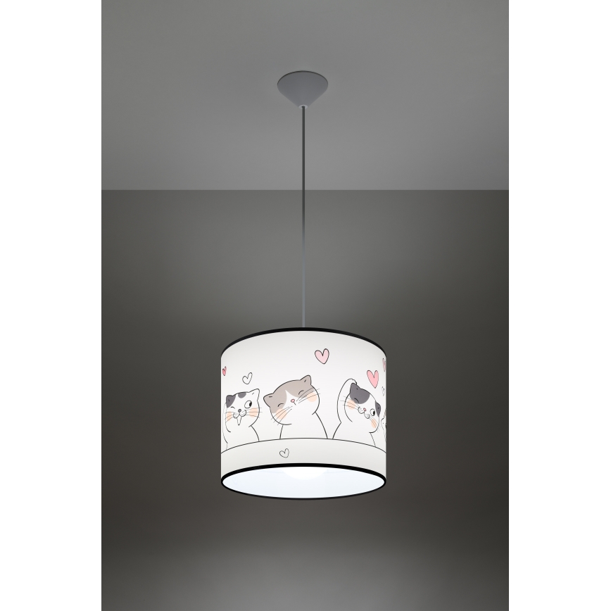 Żyrandol dziecięcy na lince CAT 1xE27/15W/230V śr. 30 cm kot