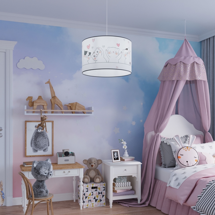 Żyrandol dziecięcy na lince CAT 1xE27/15W/230V śr. 30 cm kot