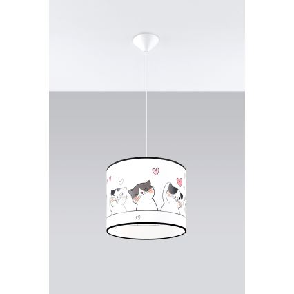 Żyrandol dziecięcy na lince CAT 1xE27/15W/230V śr. 30 cm kot