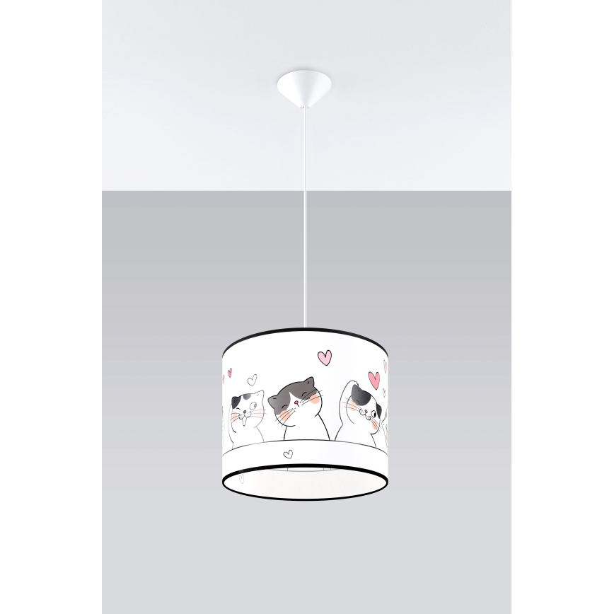 Żyrandol dziecięcy na lince CAT 1xE27/15W/230V śr. 30 cm kot