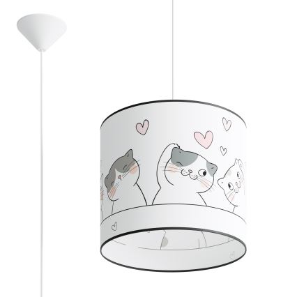 Żyrandol dziecięcy na lince CAT 1xE27/15W/230V śr. 30 cm kot