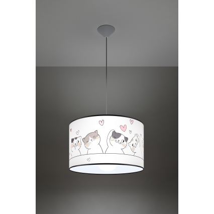 Żyrandol dziecięcy na lince CAT 1xE27/15W/230V śr. 40 cm kot
