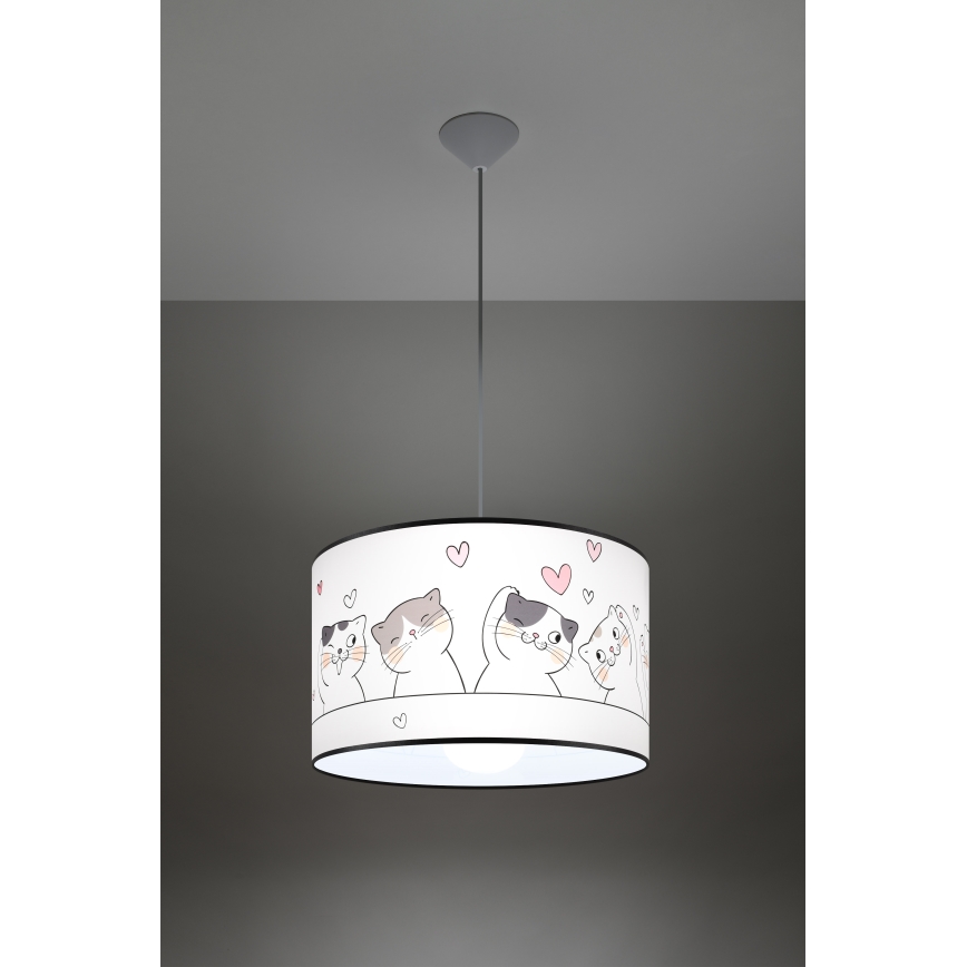 Żyrandol dziecięcy na lince CAT 1xE27/15W/230V śr. 40 cm kot