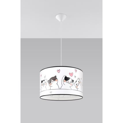 Żyrandol dziecięcy na lince CAT 1xE27/15W/230V śr. 40 cm kot