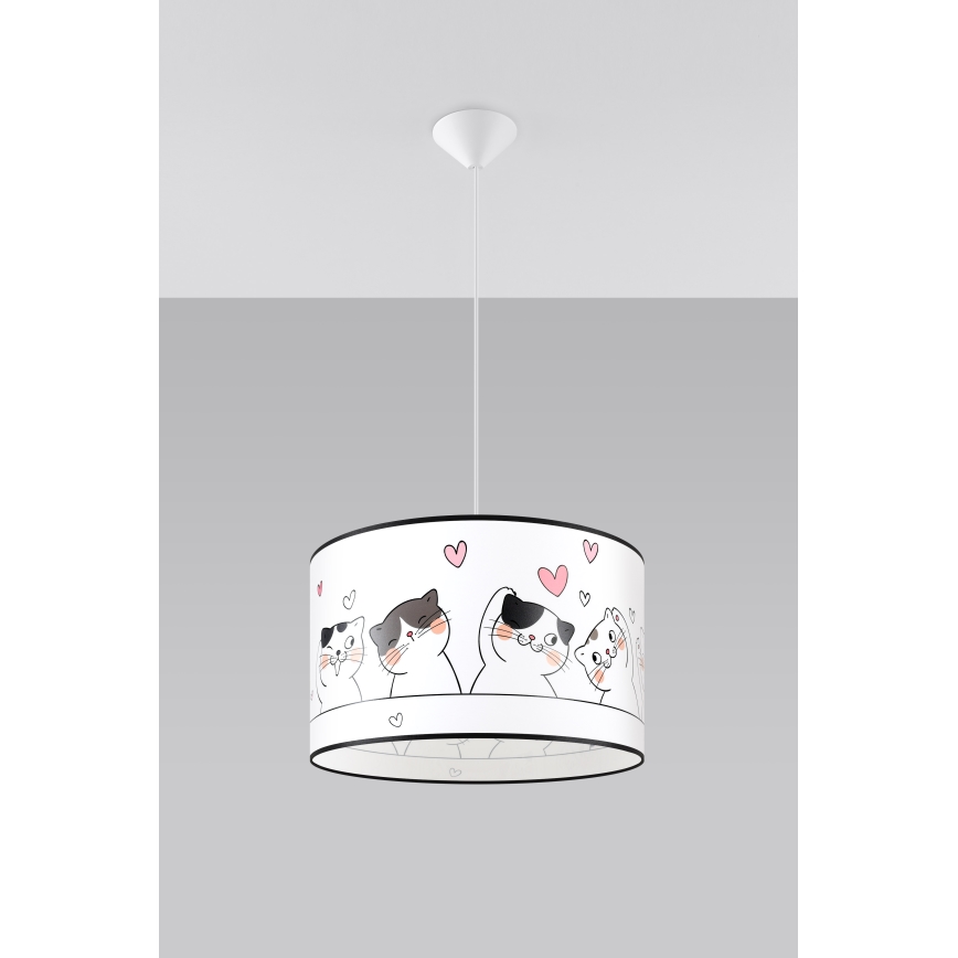 Żyrandol dziecięcy na lince CAT 1xE27/15W/230V śr. 40 cm kot