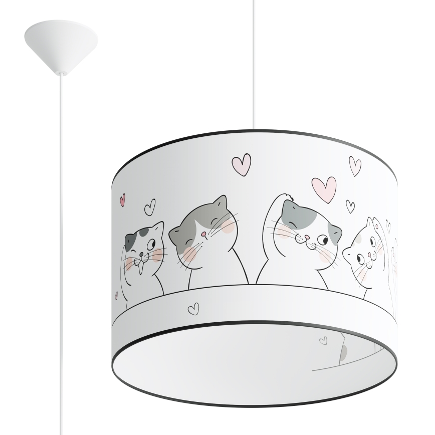 Żyrandol dziecięcy na lince CAT 1xE27/15W/230V śr. 40 cm kot