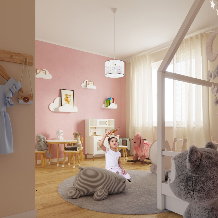 Żyrandol dziecięcy na lince OWLS 1xE27/15W/230V śr. 40 cm sowy