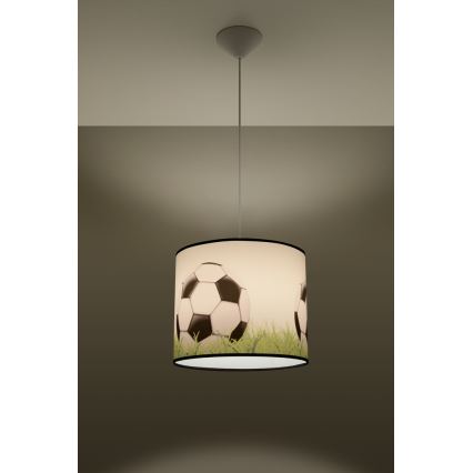 Żyrandol dziecięcy na lince FOOTBALL 1xE27/15W/230V śr. 30 cm piłka nożna