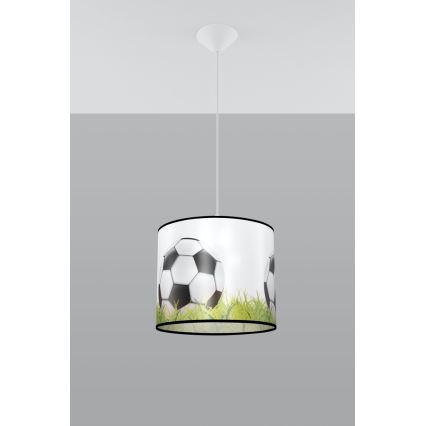 Żyrandol dziecięcy na lince FOOTBALL 1xE27/15W/230V śr. 30 cm piłka nożna