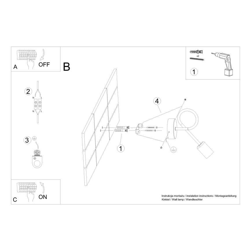 Kinkiet LOOP 1xE27/15W/230V czarne