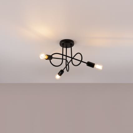 Żyrandol natynkowy LOOP 3xE27/15W/230V czarny
