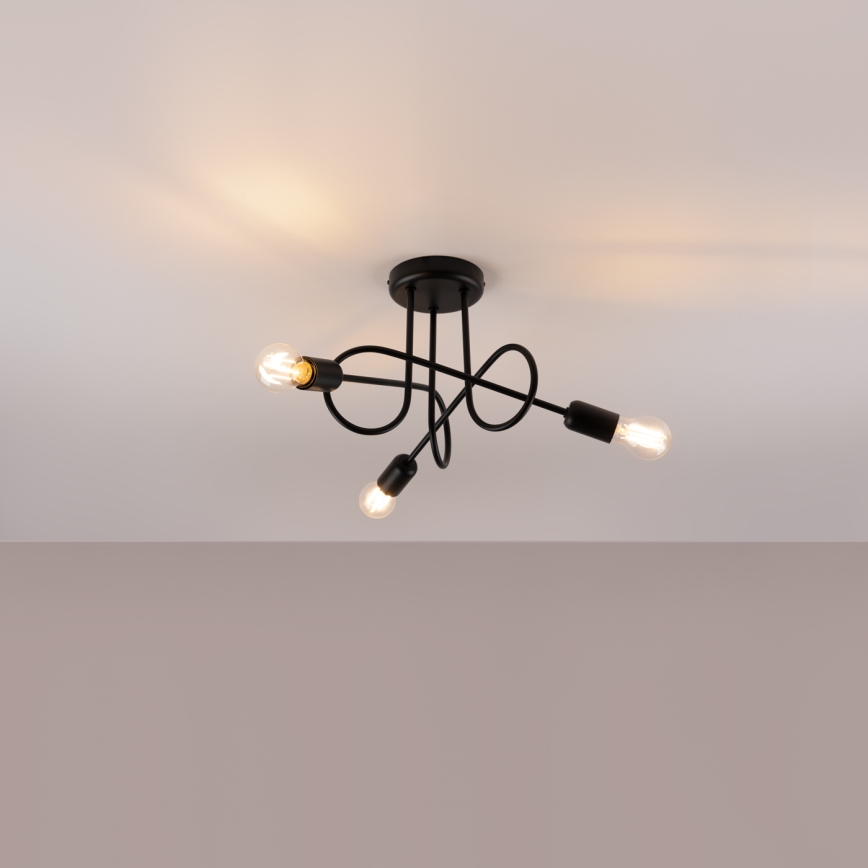 Żyrandol natynkowy LOOP 3xE27/15W/230V czarny