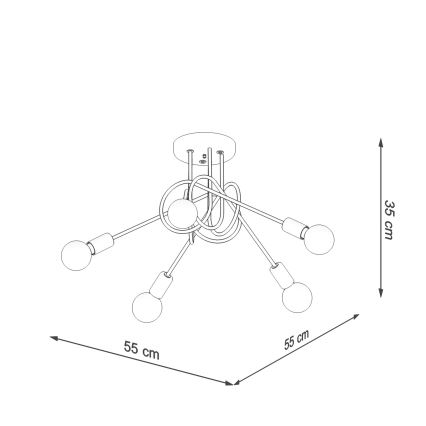 Żyrandol natynkowy LOOP 5xE27/15W/230V złoty