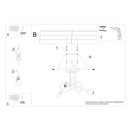 Żyrandol natynkowy LOOP 3xE27/15W/230V chrom błyszczący