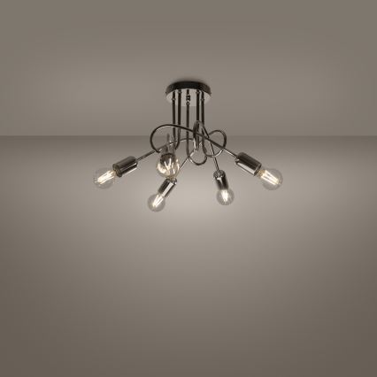 Żyrandol natynkowy LOOP 5xE27/15W/230V chrom błyszczący