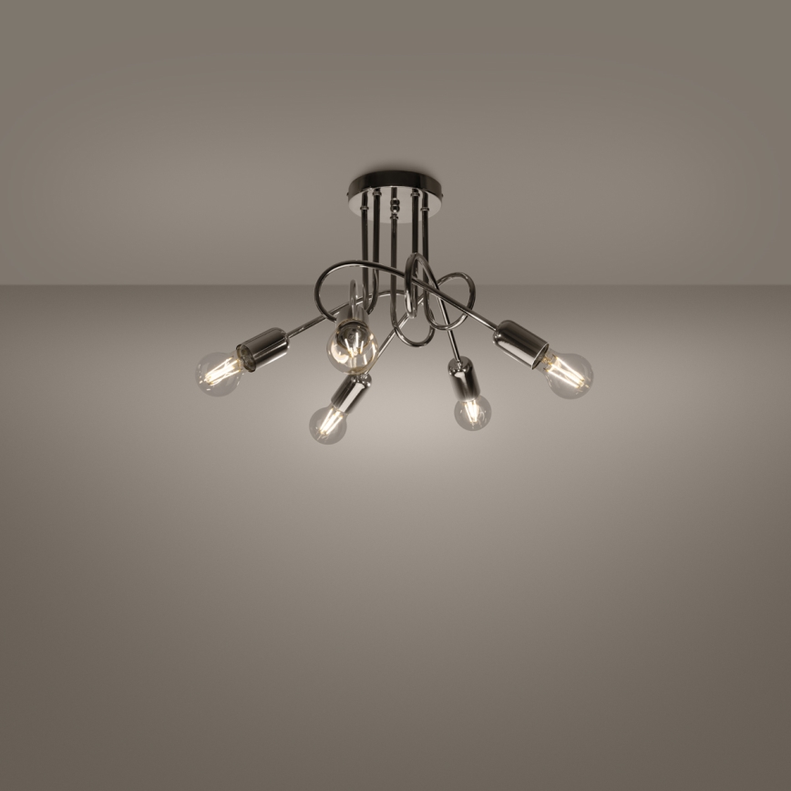 Żyrandol natynkowy LOOP 5xE27/15W/230V chrom błyszczący