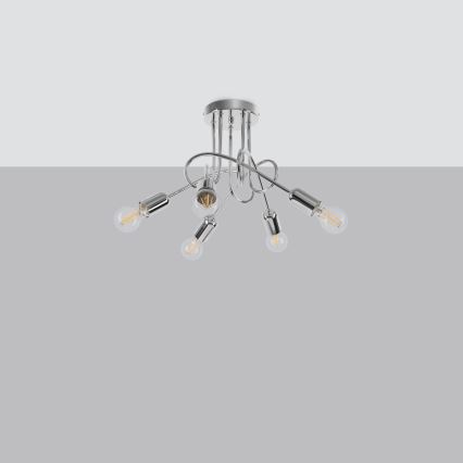 Żyrandol natynkowy LOOP 5xE27/15W/230V chrom błyszczący