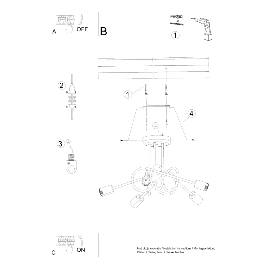 Żyrandol natynkowy LOOP 5xE27/15W/230V chrom błyszczący