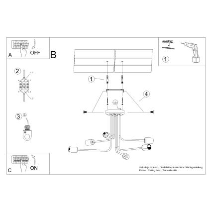 Żyrandol NORAH 6xE27/15W/230V czarny