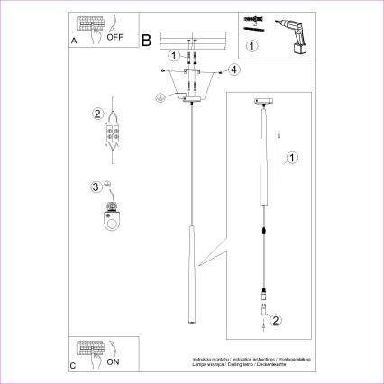 Żyrandol na lince BLISS 1xG9/8W/230V czarny