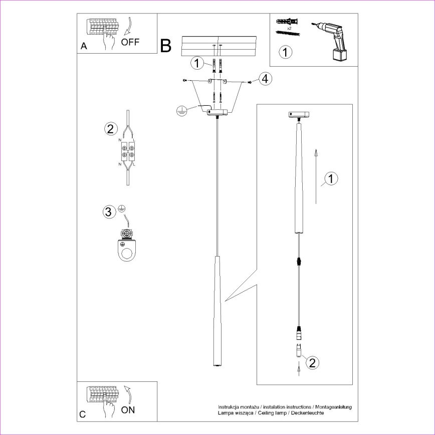 Żyrandol na lince BLISS 1xG9/8W/230V czarny