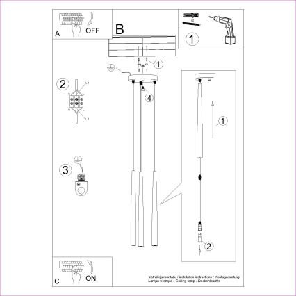 Żyrandol na lince BLISS 3xG9/8W/230V czarny