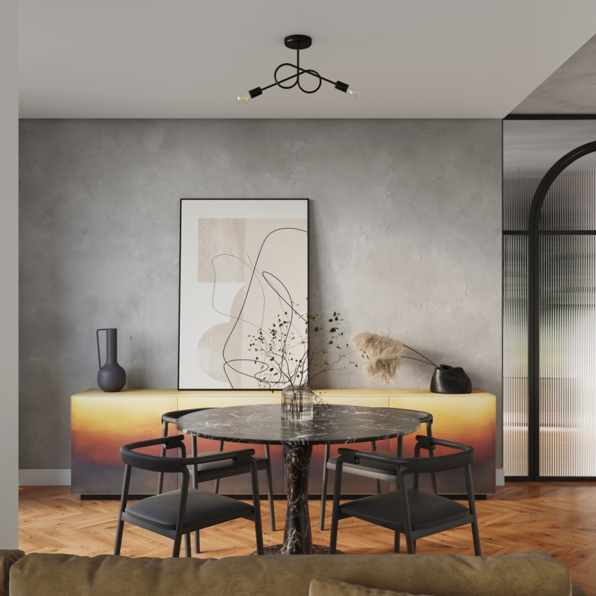 Żyrandol natynkowy LOOP 2xE27/15W/230V czarny