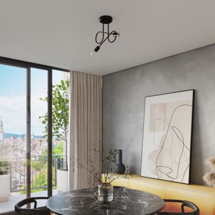 Żyrandol natynkowy LOOP 2xE27/15W/230V czarny