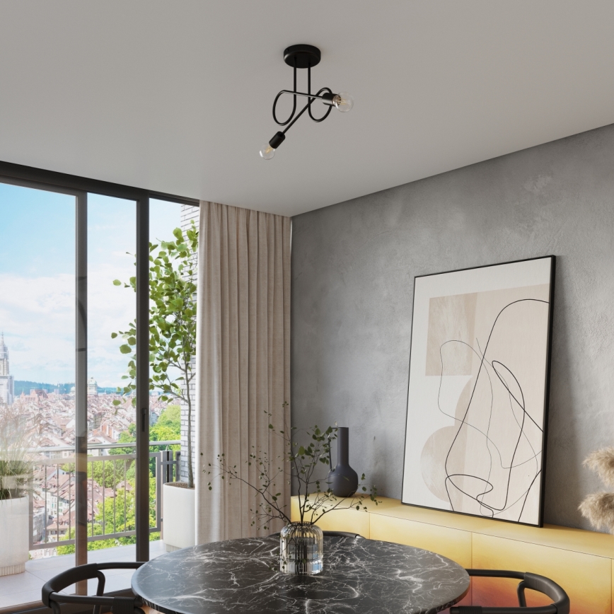 Żyrandol natynkowy LOOP 2xE27/15W/230V czarny