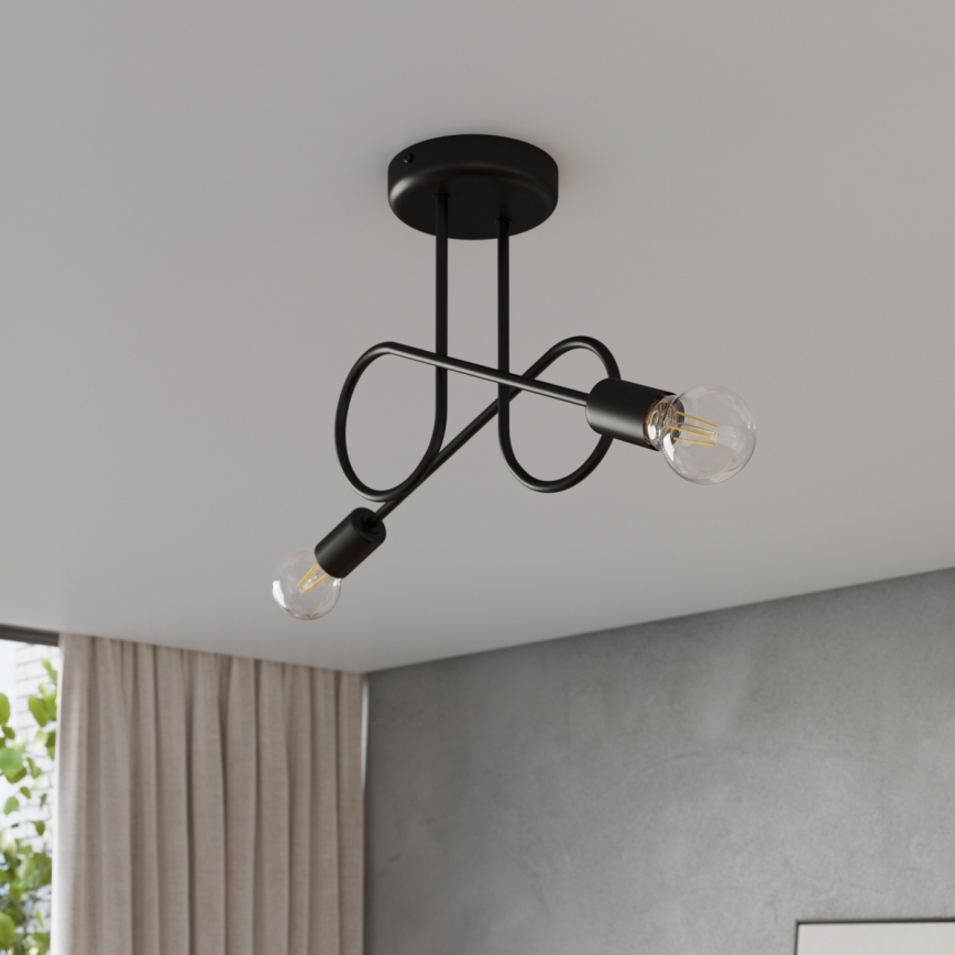 Żyrandol natynkowy LOOP 2xE27/15W/230V czarny