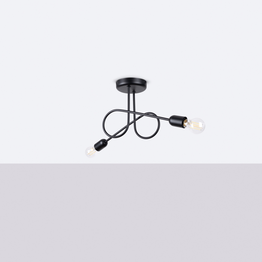 Żyrandol natynkowy LOOP 2xE27/15W/230V czarny