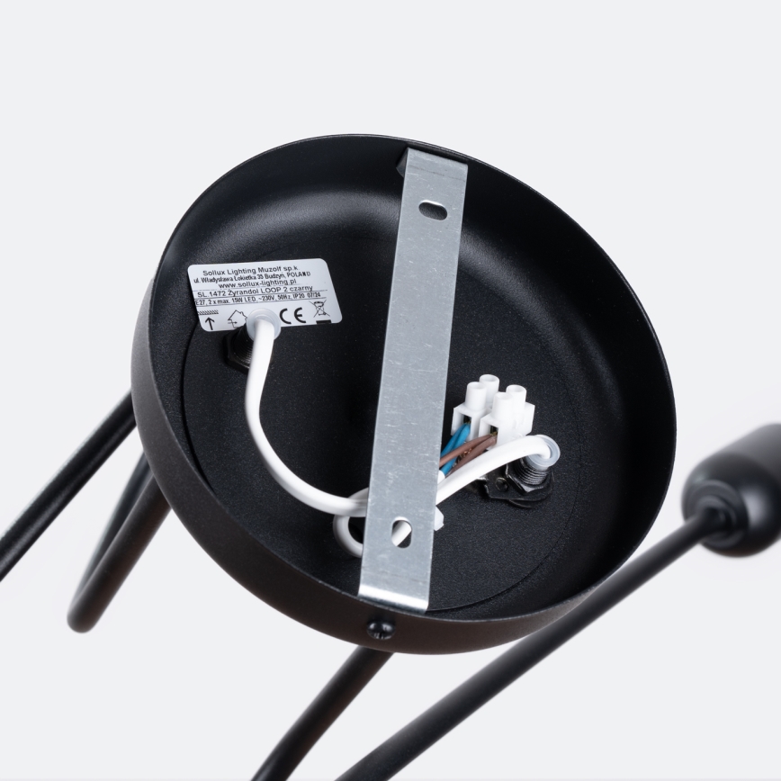 Żyrandol natynkowy LOOP 2xE27/15W/230V czarny