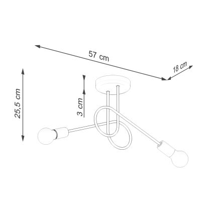 Żyrandol natynkowy LOOP 2xE27/15W/230V czarny