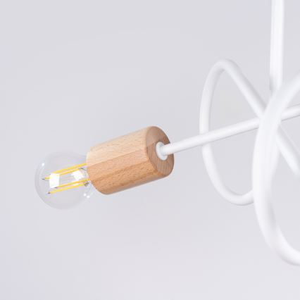 Żyrandol natynkowy EMBER 3xE27/15W/230V biały/beżowy/buk