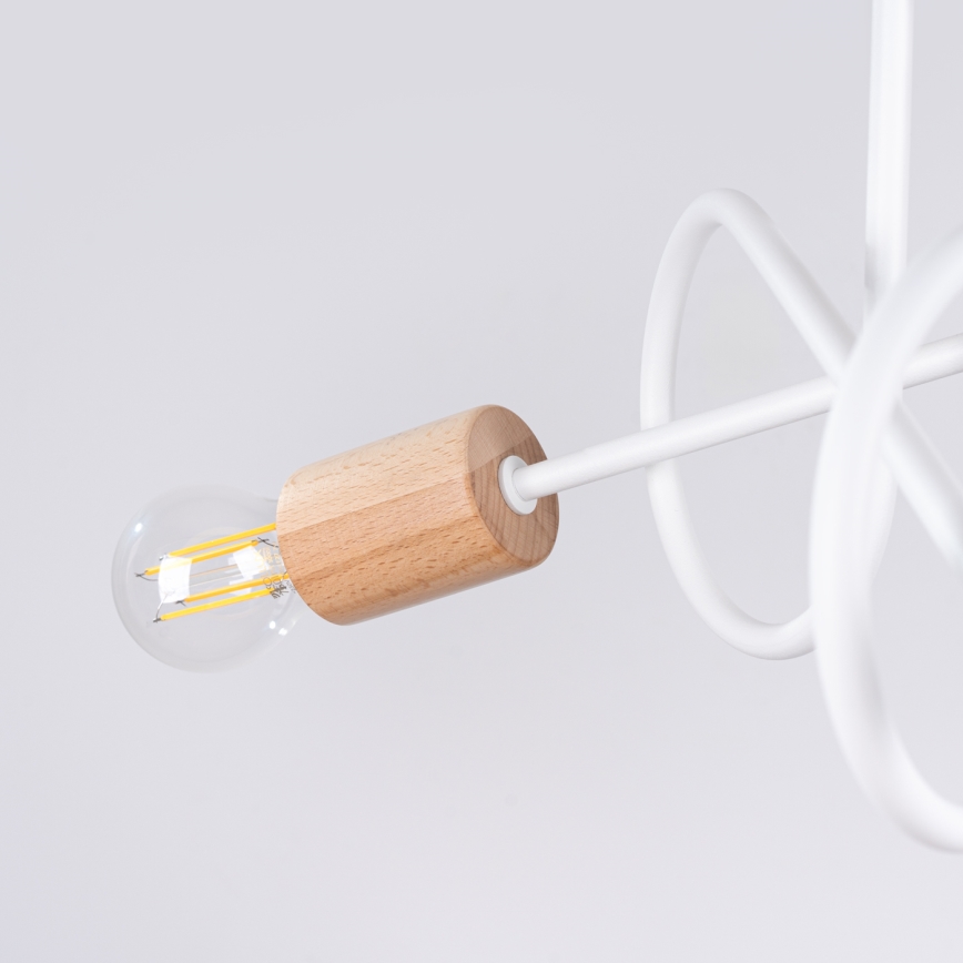 Żyrandol natynkowy EMBER 3xE27/15W/230V biały/beżowy/buk