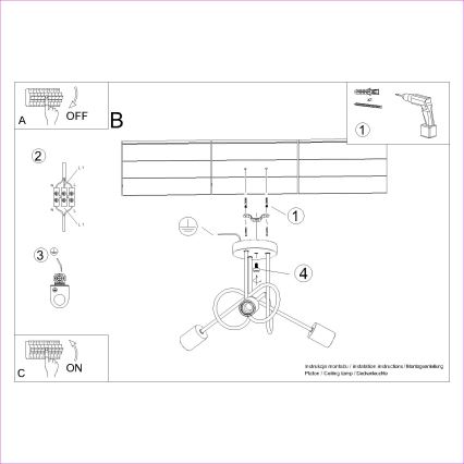 Żyrandol natynkowy EMBER 3xE27/15W/230V biały/beżowy/buk