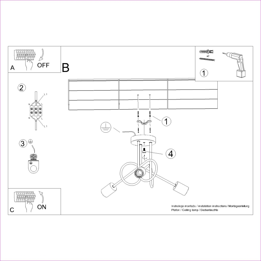 Żyrandol natynkowy EMBER 3xE27/15W/230V biały/beżowy/buk