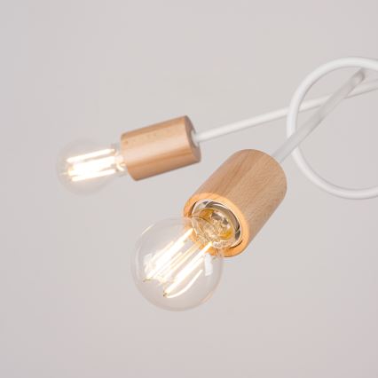 Żyrandol natynkowy EMBER 5xE27/15W/230V biały/beżowy/buk
