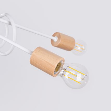 Żyrandol natynkowy EMBER 5xE27/15W/230V biały/beżowy/buk