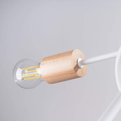 Żyrandol natynkowy EMBER 5xE27/15W/230V biały/beżowy/buk
