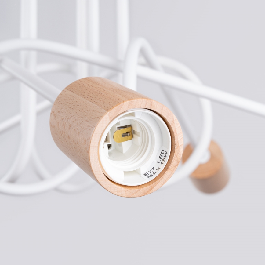 Żyrandol natynkowy EMBER 5xE27/15W/230V biały/beżowy/buk