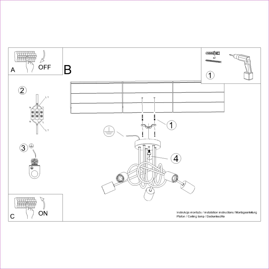 Żyrandol natynkowy EMBER 5xE27/15W/230V biały/beżowy/buk