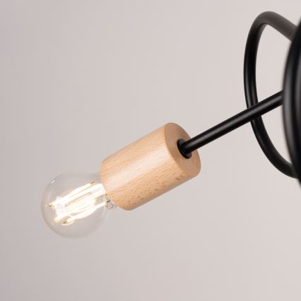 Żyrandol natynkowy EMBER 3xE27/15W/230V czarny/beżowy/buk