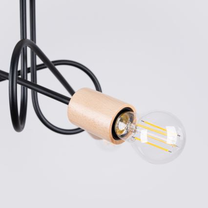 Żyrandol natynkowy EMBER 3xE27/15W/230V czarny/beżowy/buk